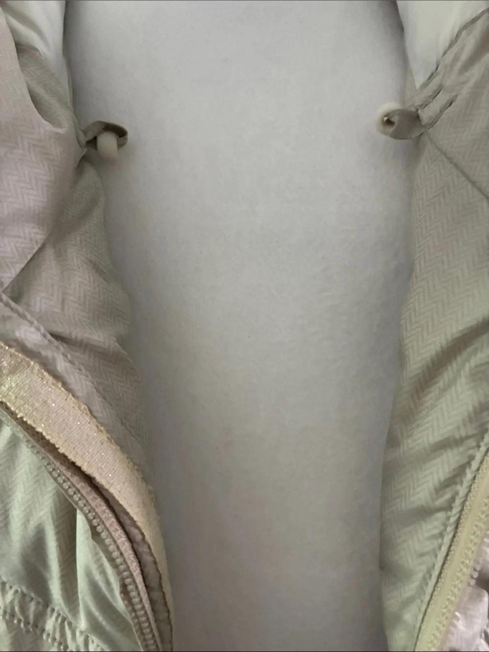 Prana Ivory-Beige Herringbone Down Fill Hooded Puffer Vest